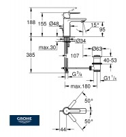 MEDIDAS MONOMANDO LAVABO LINEARE GROHE